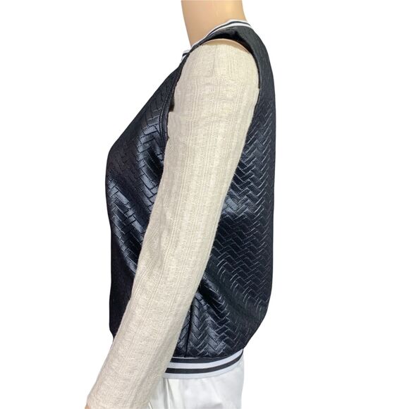 Vintage Alexandra Collection Womens Vest Faux Leather Chevron Black White Small - Picture 9 of 12